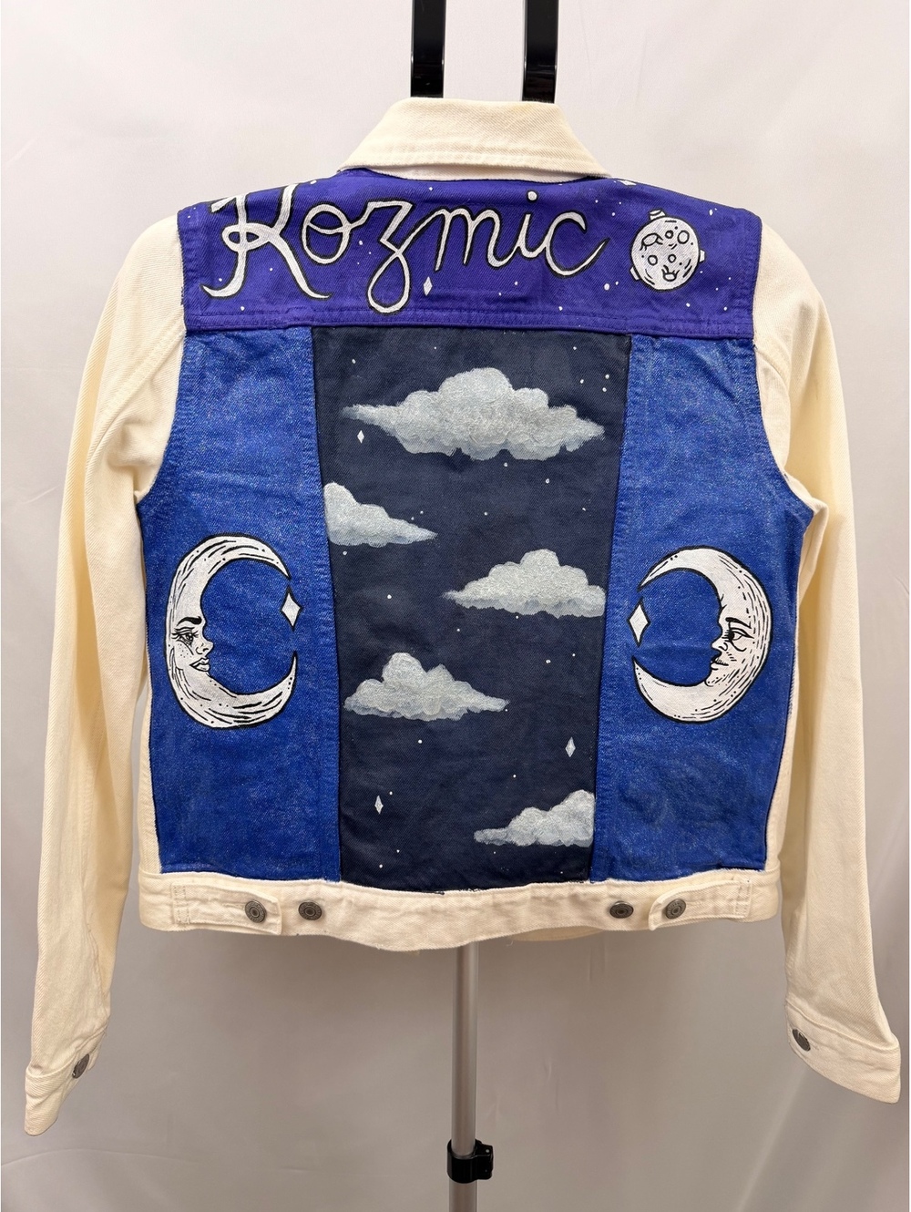 Custom Hand-painted Cream Levi Jacket Size M